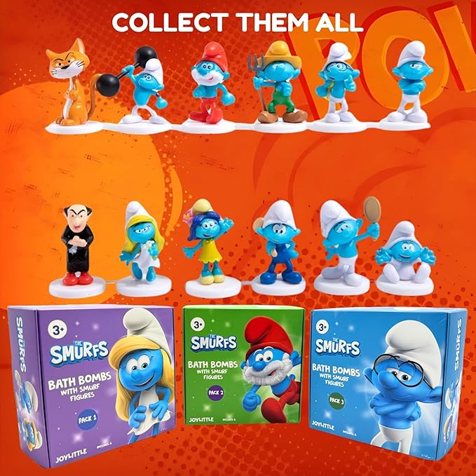 The Smurfs Bath Bombs with Action Figures-Smurfette, Baby Smurf, Hefty Smurf, and Vanity Smurf (Pack 1)