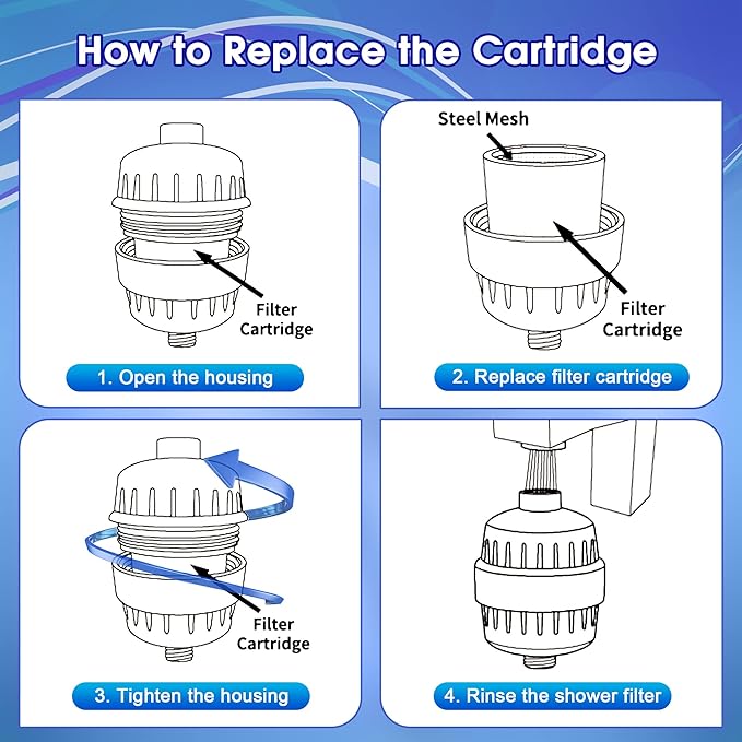 6 Pack 20 Stage Shower Filter Replacement Cartridge, Shower Head Filter Refill for Hard Water to Remove Chlorine Fluoride Heavy Metal, High Output Bath Cartridges for Skin Hair Healthy