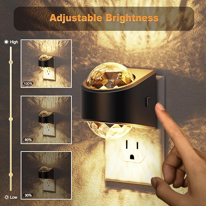 JandCase Night Lights Plug into Wall, Star Projector Night Light with 3000K Soft White, Automatic Galaxy Nightlight Plug in with Light Sensor for Bathroom Hallway Room Decor