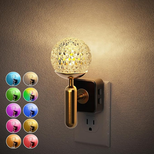 JandCase Night Light, Night Lights Plug into Wall, Color Change RBG Nightlight, Built in Dusk to Dawn Sensor for Hallway Bedroom Stairway