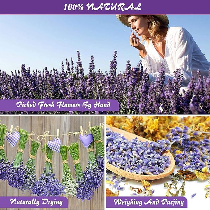 15g/Bag Dried Flowers,100% Natural Dried Flowers Herbs Kit for Soap Making, DIY Candle Making,Bath - Include Rose Petals,Lavender,Don't Forget Me,Lilium,Jasmine,Rosebudsand More(16 Bags)