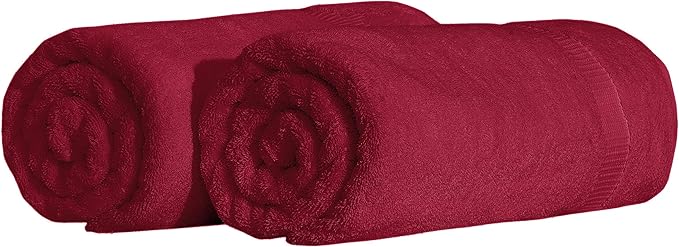 SALBAKOS 100% Turkish Cotton Extra Large Bath Sheet Set of 2 35x70 inch | Heirloom Quality | Hotel & Spa Collection | Soft, Absorbent Oversize Bath Towels | Made in Turkey (Wine, 2 Bath Sheets)