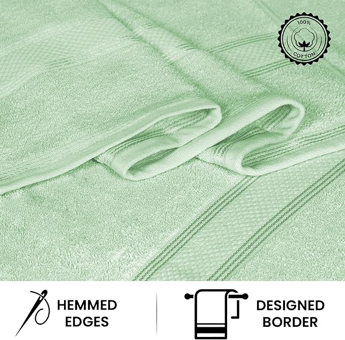 Casa Lino Light Sage Green Bath Towels Set of 4 (54" x 27") - Large Bathroom Towel Set - 100% Cotton Towels for Bathroom - Highly Absorbent & Quick Dry Bath Towel Multipack - New Apartment Essentials