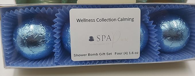 Wellness Collection Calming (4-Pack) Aromatherapy Fizzing Shower Bombs by Spa Pure Naturals