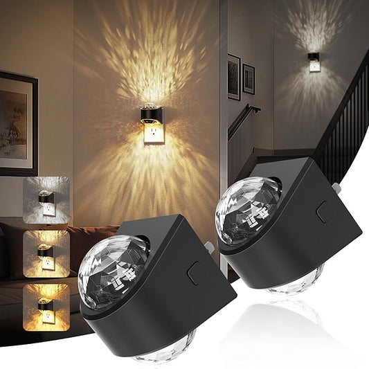 JandCase Night Lights Plug into Wall, 2 Pack Star Projector Night Light, 3CCT Automatic Galaxy Nightlight Plug in with Light Sensor for Bathroom Hallway Room Decor