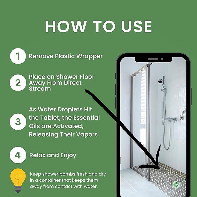 Breathe Easy Aromatherapy Shower Bombs (5PK XTRA STRENGTH) – Menthol, Peppermint, Rosemary Essential Oils – Ease Sinus, Colds, Cough, Congestion – Wellness Gift (Add Bomb Bag and Suction Hook)