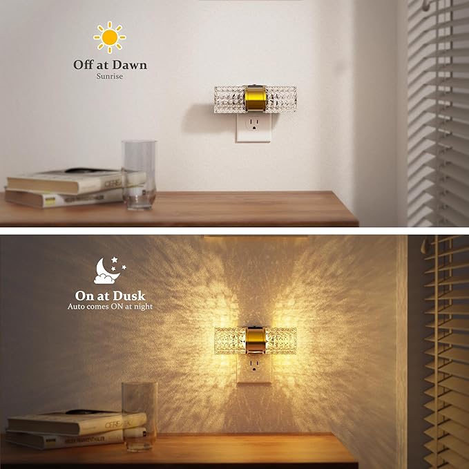 JandCase Night Light, Night Lights Plug into Wall,2 Pack Automatic LED Night Light with Adjustable Brightness, 3000K Plug in Night Lights with Auto Light Sensor, for Bathroom Hallway Decor