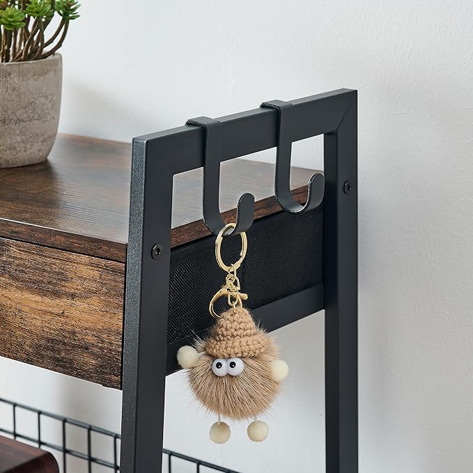 3-Tier Bathroom Ladder Shelf with Drawer, Bathroom Stand Floor Storage Shelf, Freestanding Tower Shelf Ladder Table for Living Room, Bedroom -Rustic Brown