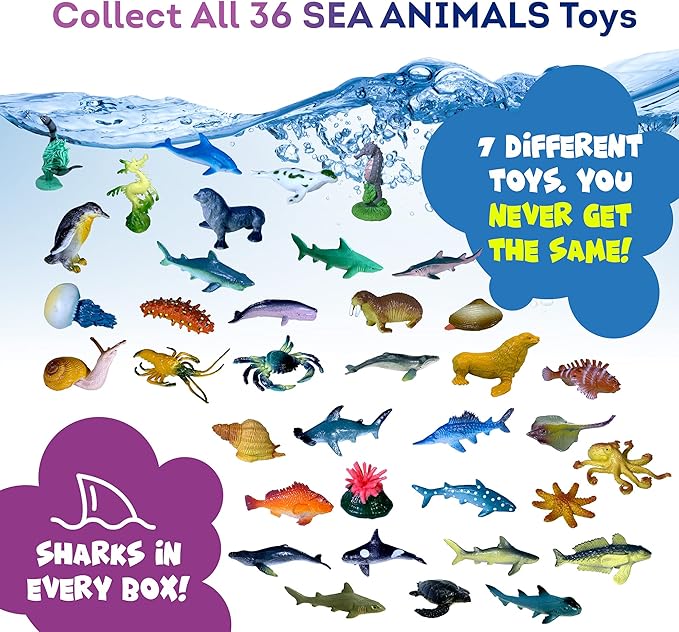 Made in USA Bath Bombs for Kids Surprise Toys Inside SEA Animals - 36 Ocean Toys Like Shark or Jellyfish | Natural Safe Bath Bombs Gift Set for Girls & Boys - Multicolored Organic Bubble Bath