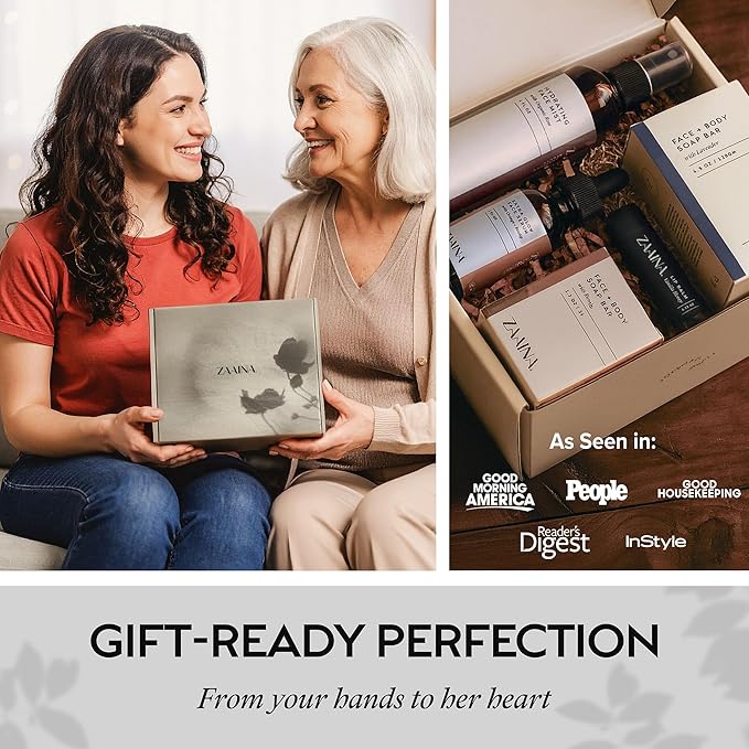 ZAAINA Spa Gifts for Women - Relaxation Spa Kit, Holiday Spa Gift Basket, Pampering At Home Natural Bath & Body Self Care Spa Package, Christmas Gifts for Mom Wife, Birthday Gifts for Women