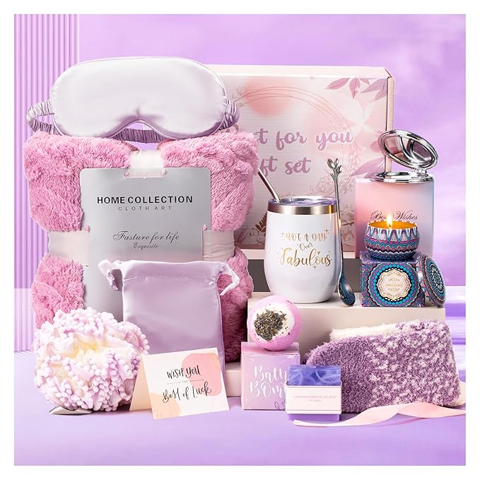 Christmas Gifts Unique for Women Get Well Soon Gifts, Self Care Baskets Bath Set Care Package Thinking of You Gifts Relaxation Gifts for Women Mom Her Friend Wife Grandma w/ Blanket