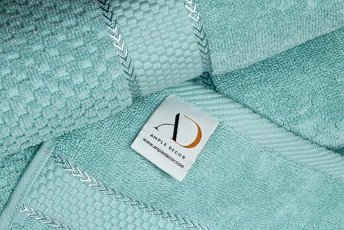 Ample Decor 100% Cotton Washcloths Set of 50 - Highly Absorbent, Popcorn Textured - Mulaayam Collection - Mint Green 12 X 12 Inch