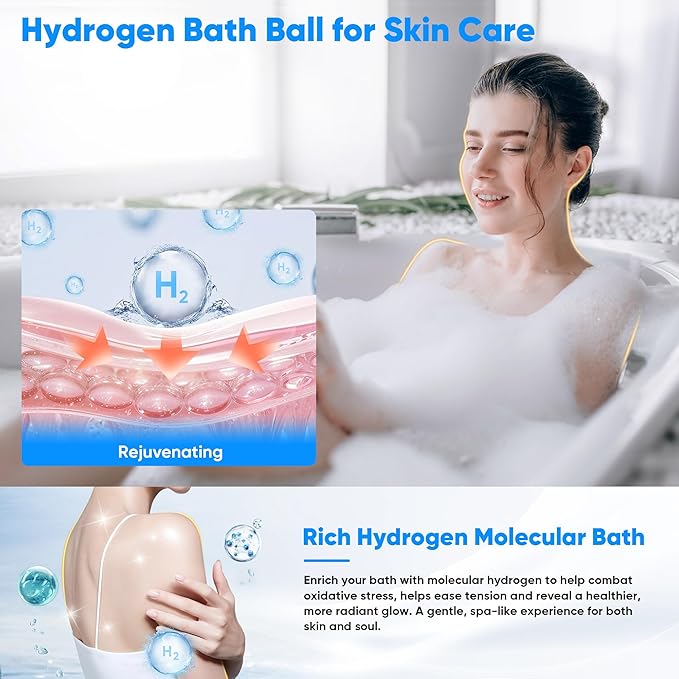 Hydrogen Bath Ball Tablets Bombs for Muscle & Stress Relief – H2 Molecular Hydrogen Bombs for Spa & Hydrogen-Rich Water Soaking, Reusable Design for Full Body, Foot, or Hand Bath-Gray