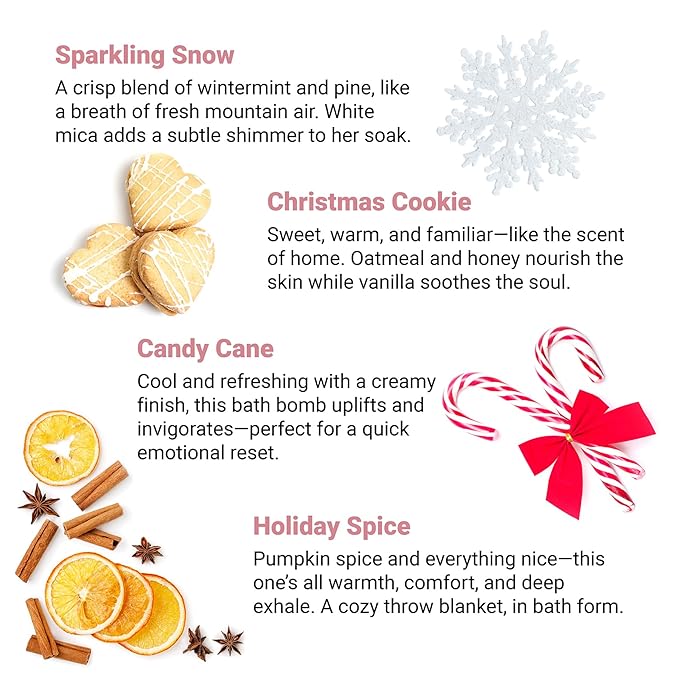 Mom Bomb Bath Bomb (Candy Cane, Sparkling Snow, Christmas Cookie, Holiday Spice)