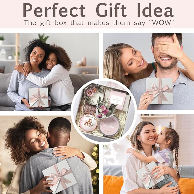 Orchid & Jasmine Spa Box for Women – Birthday & Pink Gifts, Self Care & Relaxation Set with Candle, Soap & Bath Salts – Elegant Ready-to-Give Package for Mom, Sister, or Friend