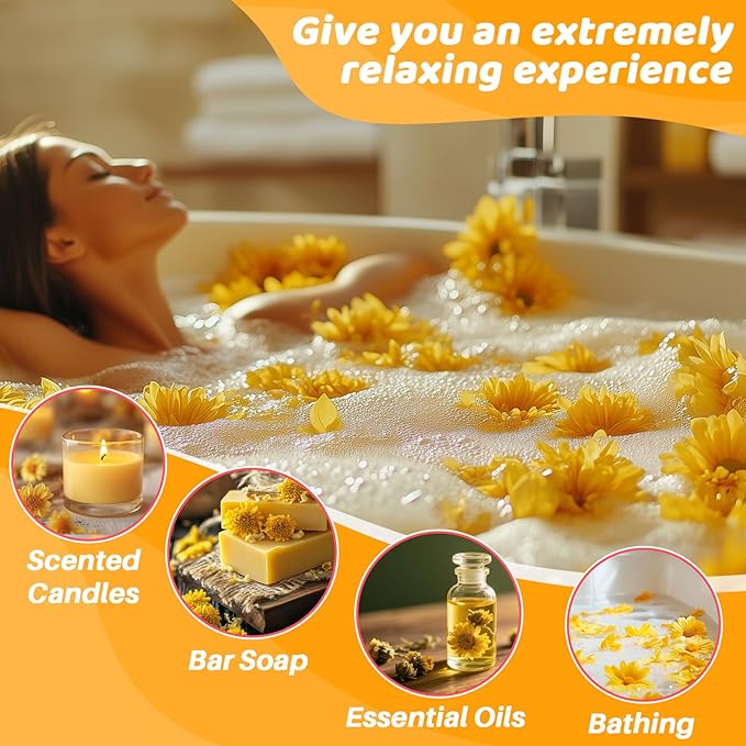 Sukh Dried Fetus Chrysanthemum - Natural Dried Flowers and Herbs Kit 3oz Bulk Bath Petals for Bar Soap,Candle,Bath Bomb Making,DIY Essential Oil Perfume