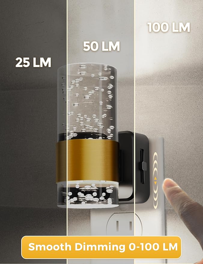 Night Lights Plug into Wall, White Light LED NighLight with Adjustable Brightness, Plug in Night Light with Auto Light Sensor, Wall Sconce-Style Design Night Light for Bathroom,Hallway, 2 Pack