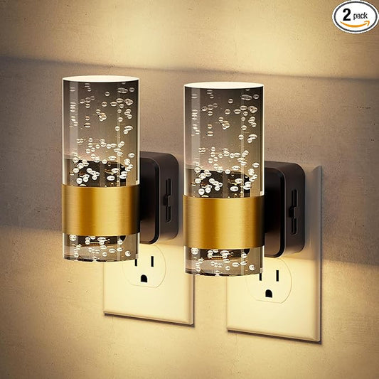 JandCase Night Lights Plug into Wall,2 Pack Automatic LED Night Light with 0-100LM Dimmable, 3000K Plug in Night Lights with Auto Light Sensor, for Bathroom Hallway Decor