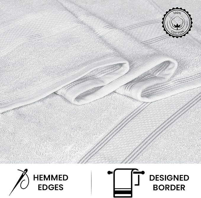 Casa Lino White Bath Towels Set of 4 (54" x 27") - Large Bathroom Towel Set - 100% Cotton Towels for Bathroom - Highly Absorbent & Quick Dry Bath Towel Multipack - New Apartment Essentials