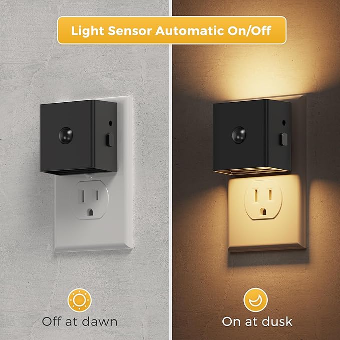 L LOHAS LED Motion Sensor Night Light, [2-Pack] Motion Activated Night Light, Motion Sensor and Dusk to Dawn Sensor, Brightness Adjustable, 3000K Soft White Nightlight for Bathroom Hallway Kitchen