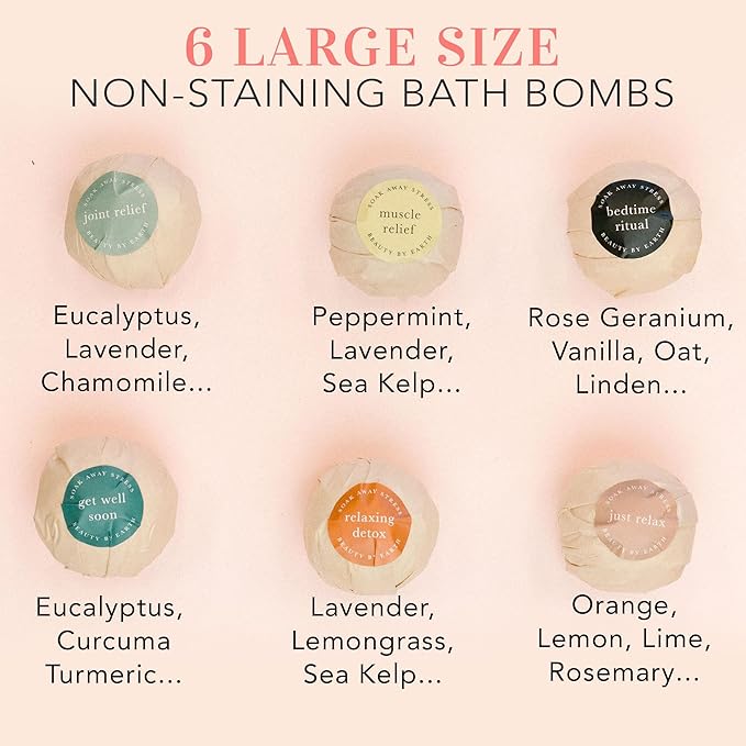 Bath Bombs Gift Set, USA Made with Organic & Natural Ingredients, Relaxing Spa Gifts for Women & Men