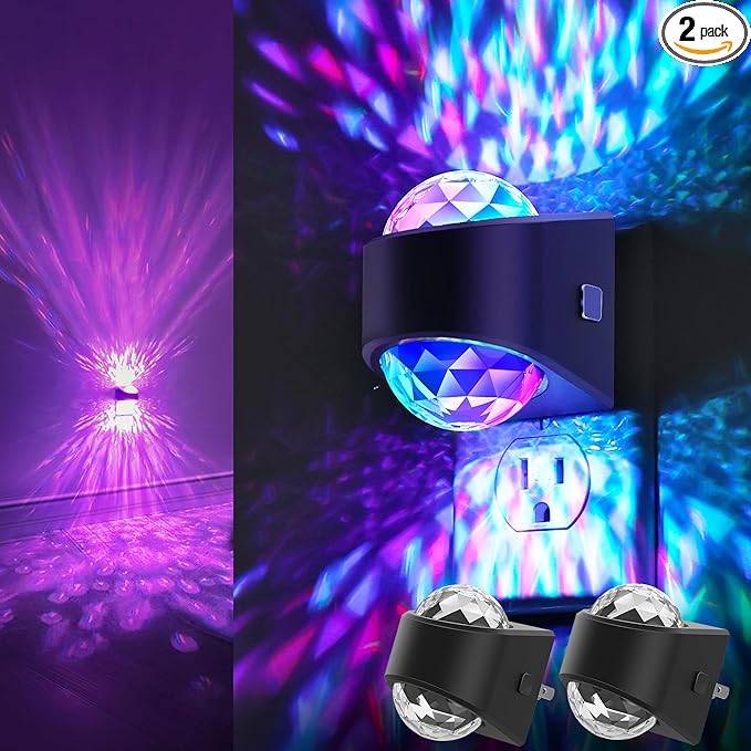 Night Lights Plug into Wall, Star Projector for Bedroom [2 Pack] Night Light Projector for Kids, 9-Color RGB Galaxy Nightlight with Dusk to Dawn Sensor for Bathroom, Home Gaming Room Decor Gifts