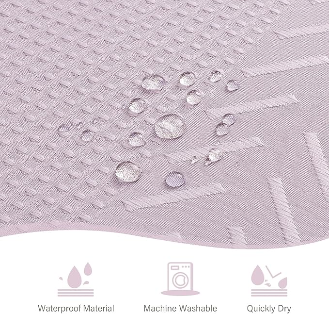 3D Embossed Pattern Shower Curtain, Simple and Chic Pattern Vintage Curtain for Bathroom, Waterproof Fabric Shower Curtains with Hooks, 72 W x 72 H, Lavender