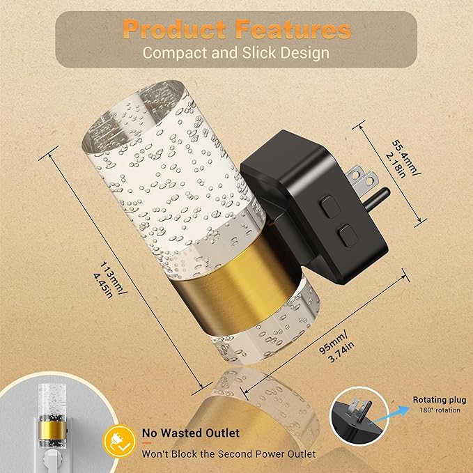 JandCase Night Lights Plug into Wall,1 Pack Color Changing Night Light for Kids with 1 Remote Control, 3000K+RGB LED Nightlight with Light Sensor, 10/50/100LM Adjustable for Rooms Home Decor