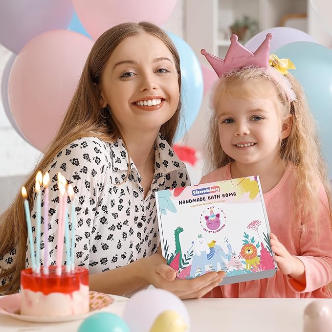 SHUCHING 9 XXL Unicorn Bath Bombs with Surprise Inside, Natural and Organic Bubble Bath Fizzy Balls for Kids, Birthday Christmas Gifts Set for Girls