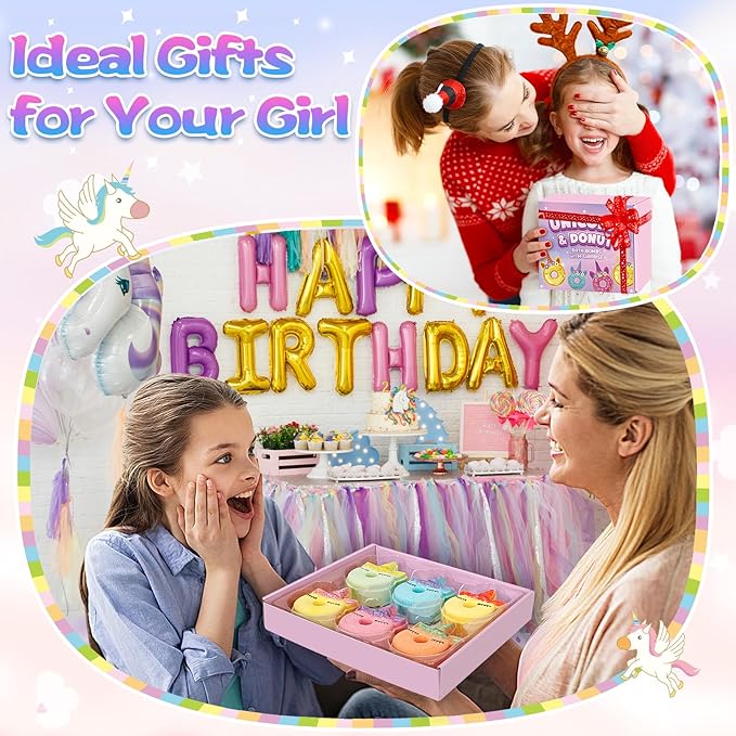 Unicorn Bath Bombs for Kids with Surprise Inside, 6 Pcs Organic Natural Bubble Bath Bombs for Girls,Christmas Birthday Gift for 3 4 5 6 7 8 Year Old Girl,Princess Bath Bomb Kit with Beautiful Toys