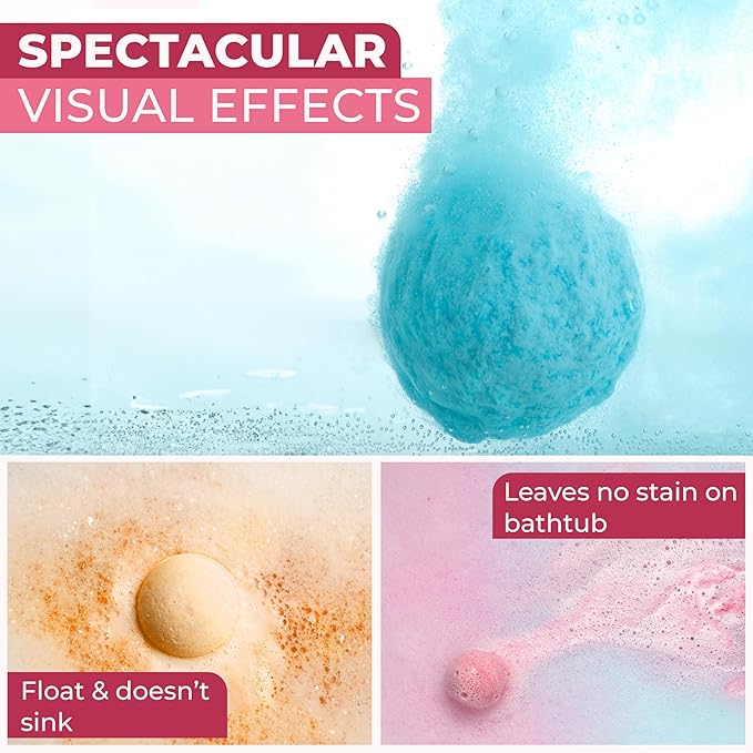 12 Pcs Organic Bath Bombs - Bath Bomb for Women and Kids, Assorted Scents with Shea Butter & Essential Oils, Lush Bath Bomb Gift Set for Bubble Spa, Birthdays, Mothers Day Gifts, and Christmas