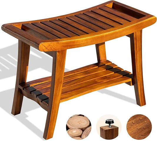 Zionathan Teak Shower Bench, 25 inch, Brown, Teak Wood, Bench, Bath-and-Shower-Safety-Seating-and-Transfer-Benches