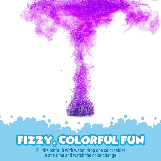 Tub Works® Bath Color Fizzies, 150 Count | Nontoxic & Fragrance-Free | Fizzy, Bath Color Tablets for Kids | Create Colorful Water | Water Tablets in 7 Colors for Variety | Bath Bombs for Kids Bathtub