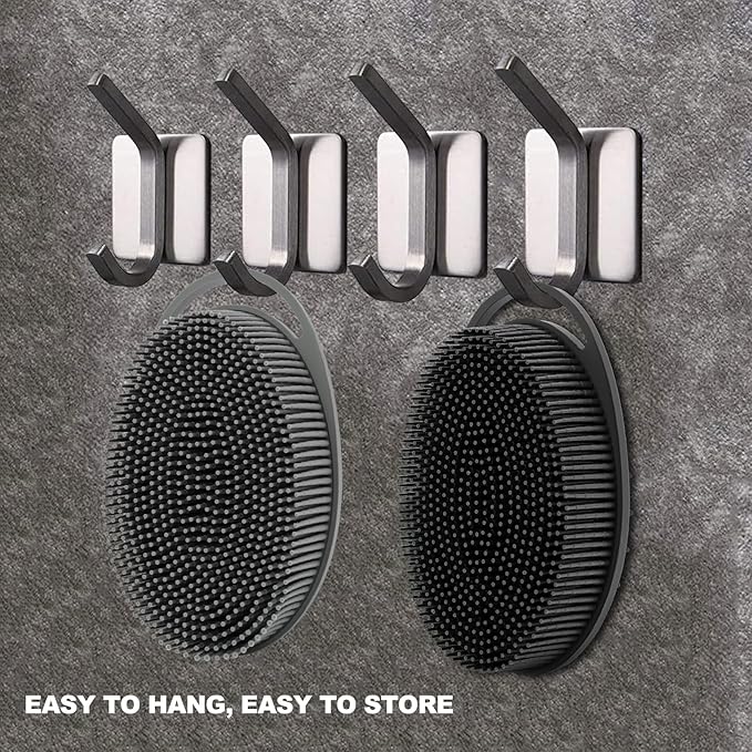 2 Pack Silicone Body Scrubber, Loofah Double-Sided Body Brush,Shower Scrubber and Scalp Massager Shampoo Brush for Sensitive Kids Women Men All Kinds of Skin (Black & Gray)