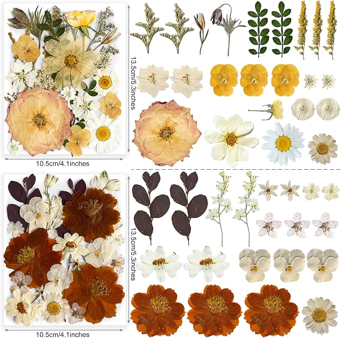 148PCS Dried Pressed Flowers for Resin Craft - YouthBro Real Nature Flowers Set with Butterfly Stickers for DIY Jewelry Nail Scrapbook Art Floral Decors Boho