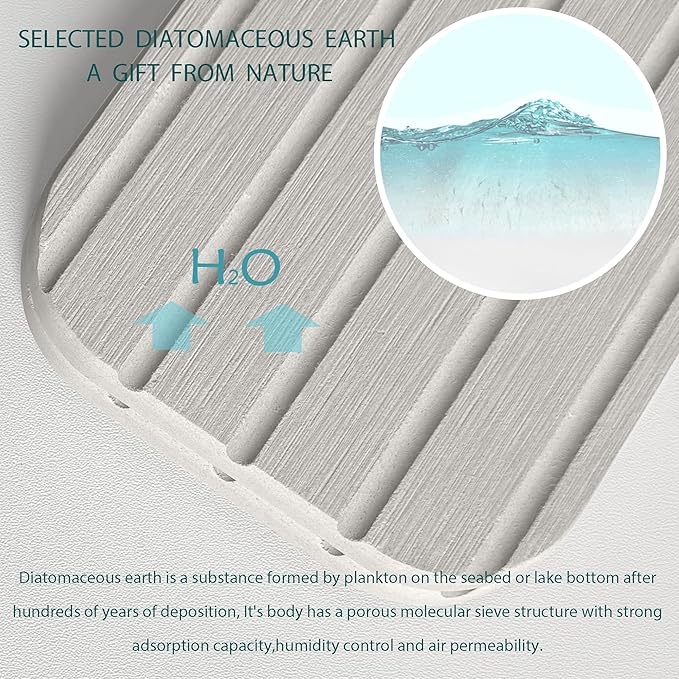 20inch x 4inch Kitchen Sink Faucet Mat, Water Absorbing Stone Faucet Splash Guard for Bathroom Counter, Quick Drying Diatomite Tray for Kitchen Sink, Light Gray