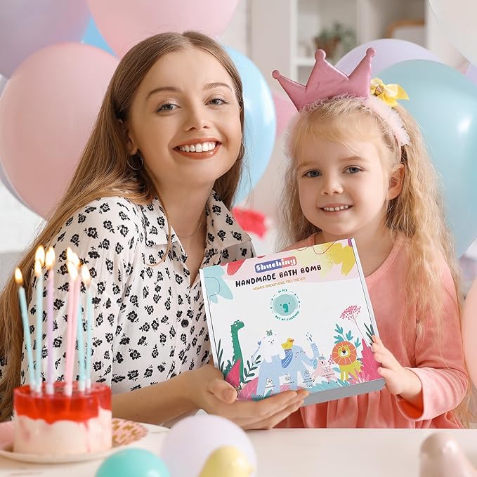 SHUCHING 14 Pcs Blue Elephant Bath Bombs with Surprise Inside, Natural and Organic Bubble Bath Fizzy Balls for Kids, Birthday Christmas Gifts Set for Boys Girls