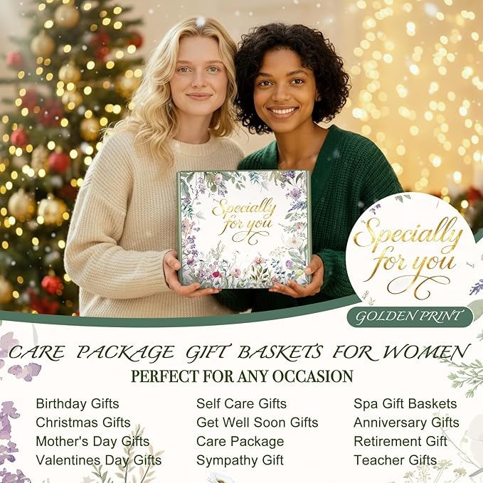Get Well Soon Gifts for Women, Self Care Gift Baskets, Christmas Birthday Gifts for Women Spa Care Package, Thinking of You Sympathy Gift Box for Mom, Her, Friend, Sister, Wife (Ivory)