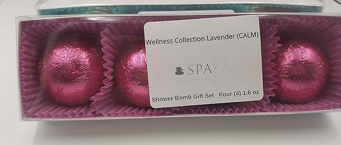 Spa Pure Lavender Shower Bombs: Calm Burst (4-Pack) Aromatherapy Fizzing Shower Bombs, rejuvenating, Relaxing