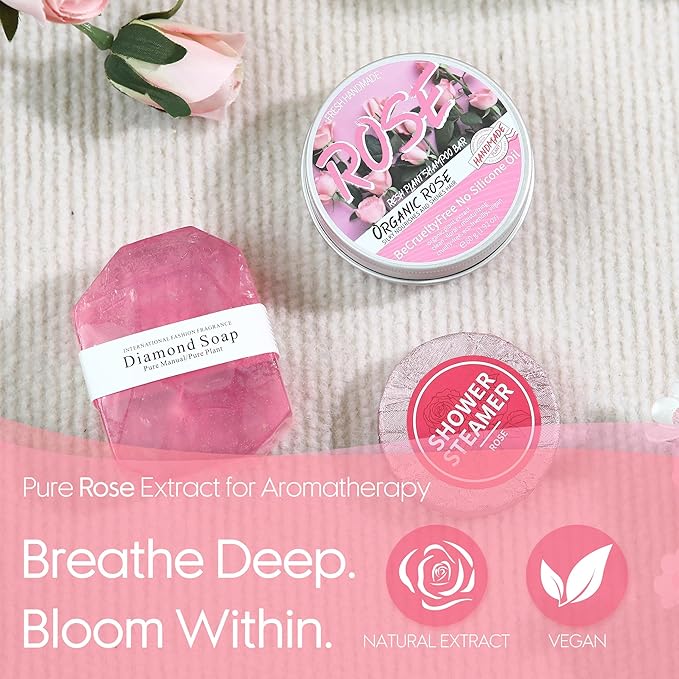 Sea Team 16-Pack Relaxing SPA Gift Set for Women, Shower Kit with Bath Bomb, Bath Salt, Handmade Soap, Cream, Essential oil, Gift Box Included, Rose