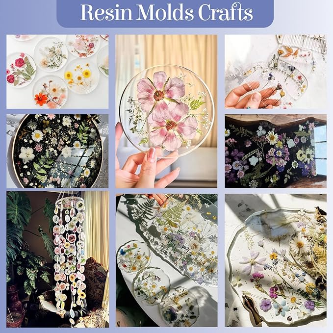 150Pcs Pressed Flowers for Crafts, Colorful Dried Flowers for Crafts Real Natural Dried Pressed Flowers Dry Leaves Bulk for Resin, DIY Art, Scrapbook, Jewelry, Card, Candle & Soap Making with Tweezers