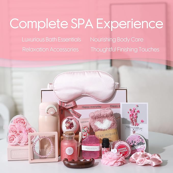 Sea Team 16-Pack Relaxing SPA Gift Set for Women, Shower Kit with Bath Bomb, Bath Salt, Handmade Soap, Cream, Essential oil, Gift Box Included, Rose