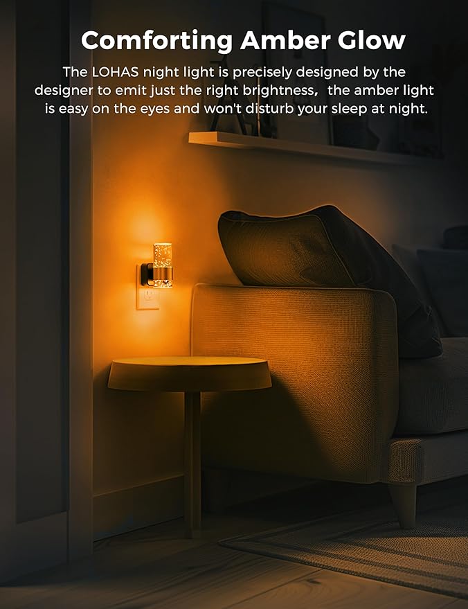 Night Light, 1-Pack Modern Night Lights Plug into Wall, Dimmable Amber Night Light with Auto Light Sensor, Wall Sconce-style Design Nightlight for Bathroom,Bedroom,Hallway