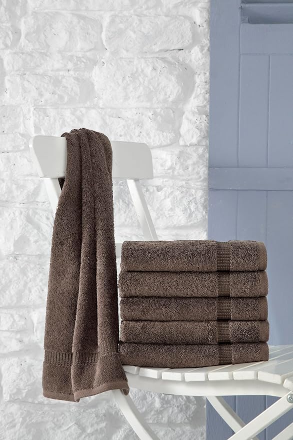 SALBAKOS 100% Turkish Cotton Bath Towel Set of 4 27x54 inch | Heirloom Quality | Hotel & Spa Collection | Soft, Super Absorbent, Long Lasting Bath Towels | Made in Turkey (Chocolate, 4 Bath Towels)