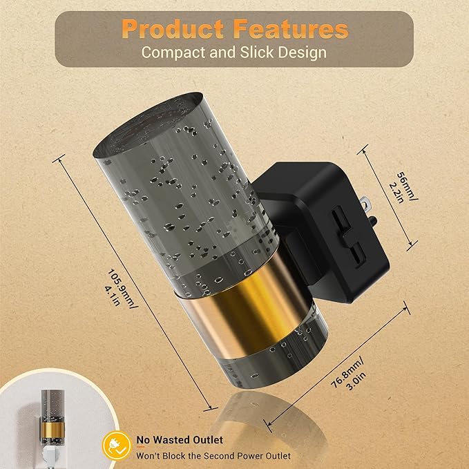 JandCase Night Lights Plug into Wall,2 Pack Automatic LED Night Light with 0-100LM Dimmable, 3000K Plug in Night Lights with Auto Light Sensor, for Bathroom Hallway Decor