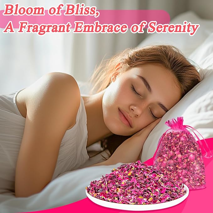 Sukh Dried Small Rose Petals - Natural Dry Red Rose Petals 3oz Organic Flowers and Herbs for DIY Spa Bath Salts,Soap Making,Candle,Resin Jewelry Crafts,Wedding Party Decoration and Confetti