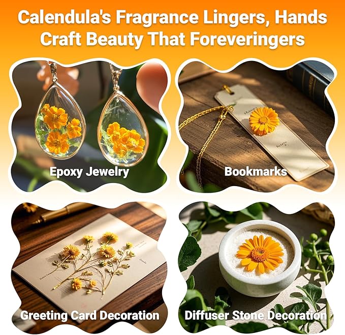 Sukh Dried Calendula - Natural Flowers and Herbs 3oz Bulk Calendula Officinalis Marigold Flowers for Soap Making,Candle,Bath Bombs,Sachets and Wedding Home Decoration