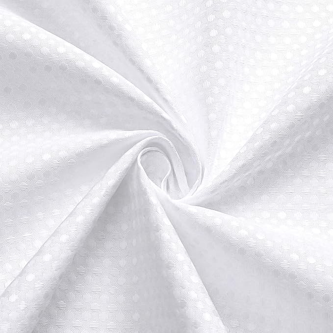 3 in 1 Shower Curtain Set, White Waffle Shower Curtain and PEVA Liner Set with 12 Double Sided Stainless Steel Shower Curtain Hooks, Waterproof Fabric Shower Curtains for Bathroom, 72 x 72