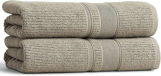 Preston Lane Douro Bath Towel Set – 2 Pack Luxury Cotton Towels, Ultra Soft & Absorbent, Quick-Dry Spa-Quality Bathroom Towels, Made in Portugal, Eucalyptus