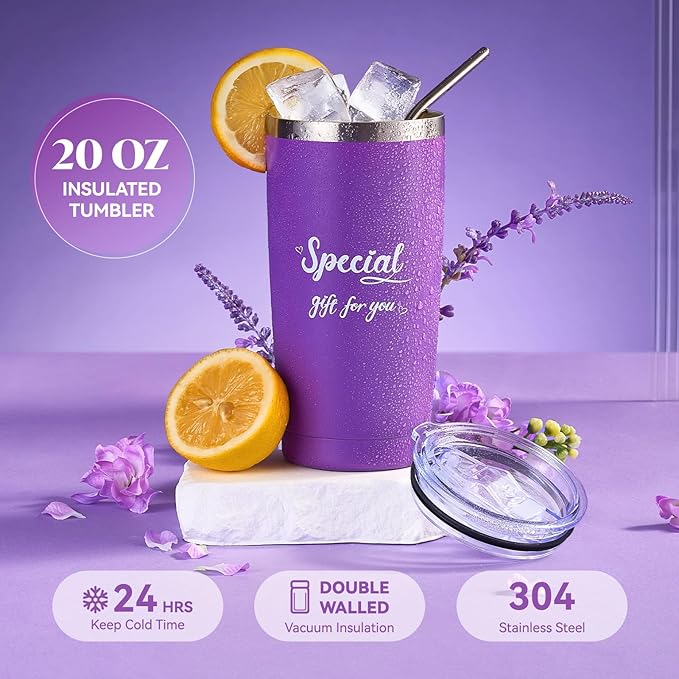 Briney Birthday Gifts for Women, Lavender Relaxing Spa Basket Care Package, Birthday Christmas Gift Basket for Mom Wife Girlfriend Her Sister, Luxury Self Care Box,Purple